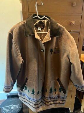 Pendleton Brown Patterned Wool-Blend Puffer Jacket